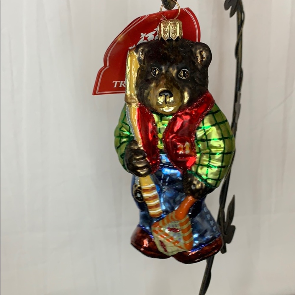 Slavic Treasures BLACK BEAR FISHERMAN Ornament